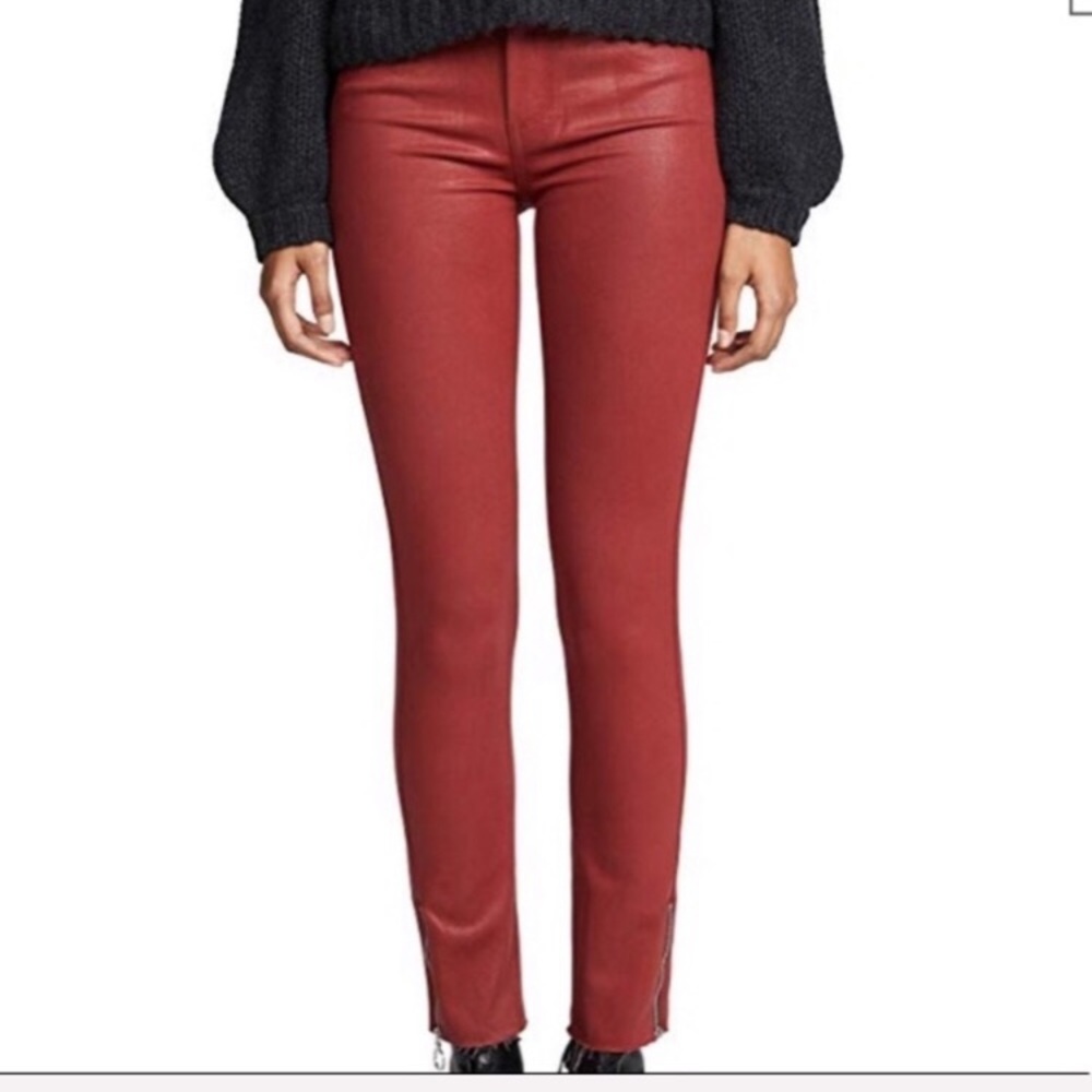 PAIGE Hoxton Ankle Red Luxe Coating Ankle Pants